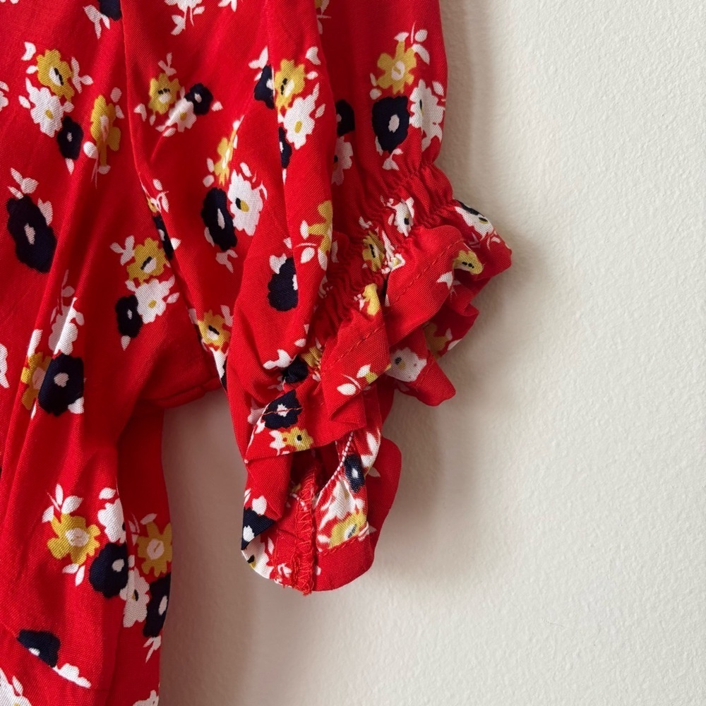 Faithfull The Brand Jasmine Red Ari Floral Midi Dress Sz 4 - Picture 4 of 11